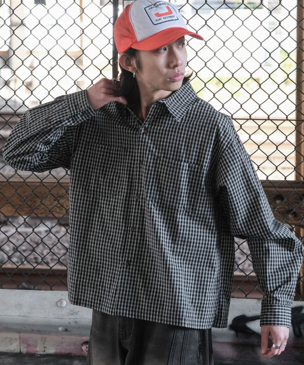 WEGO ミニマムチェックショートシャツ（LS） 