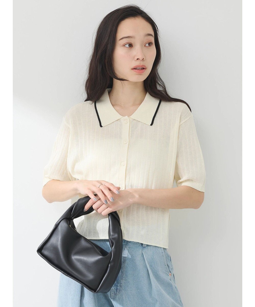 earth music&ecology ラインポロニットカーディガン 