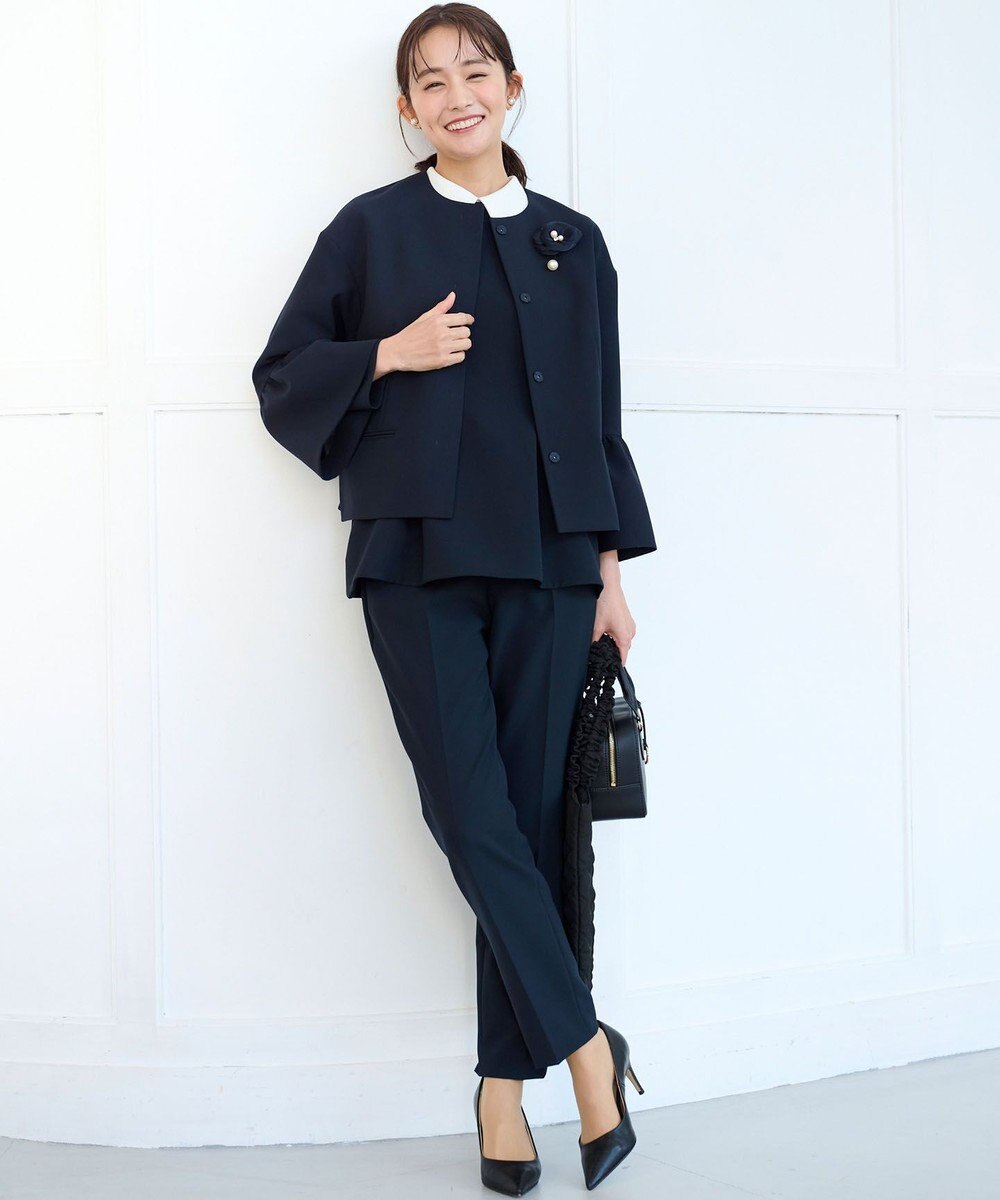 組曲 S 【KUMIKYOKU NAVY】コンフォータブルドレープ 襟付きブラウス 