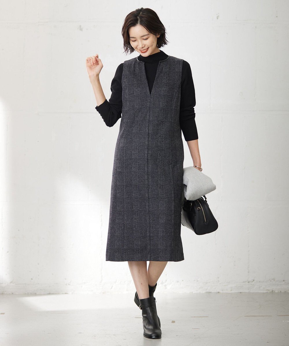 J.PRESS LADIES L 【洗える】チェック ジャカード ジャンパースカート 