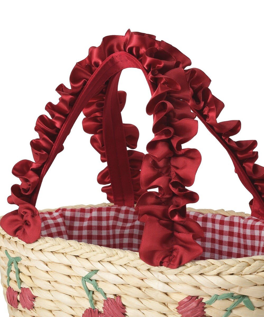 Maison de FLEUR チェリー刺繍メイズカゴバッグ 