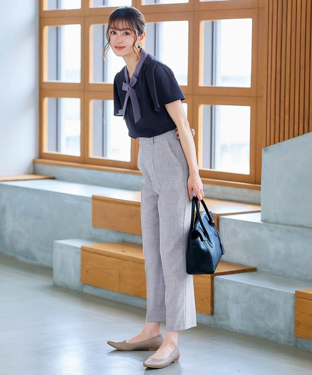 Tiaclasse 【洗える】配色リボンタイブラウス 