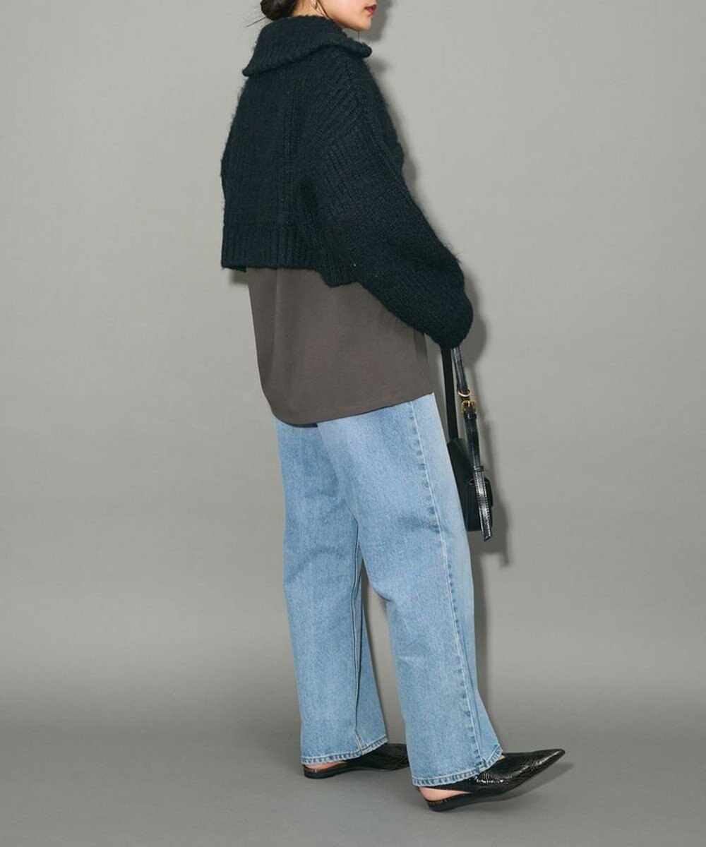 Green Parks フロントジップビックカラーニットブルゾン 