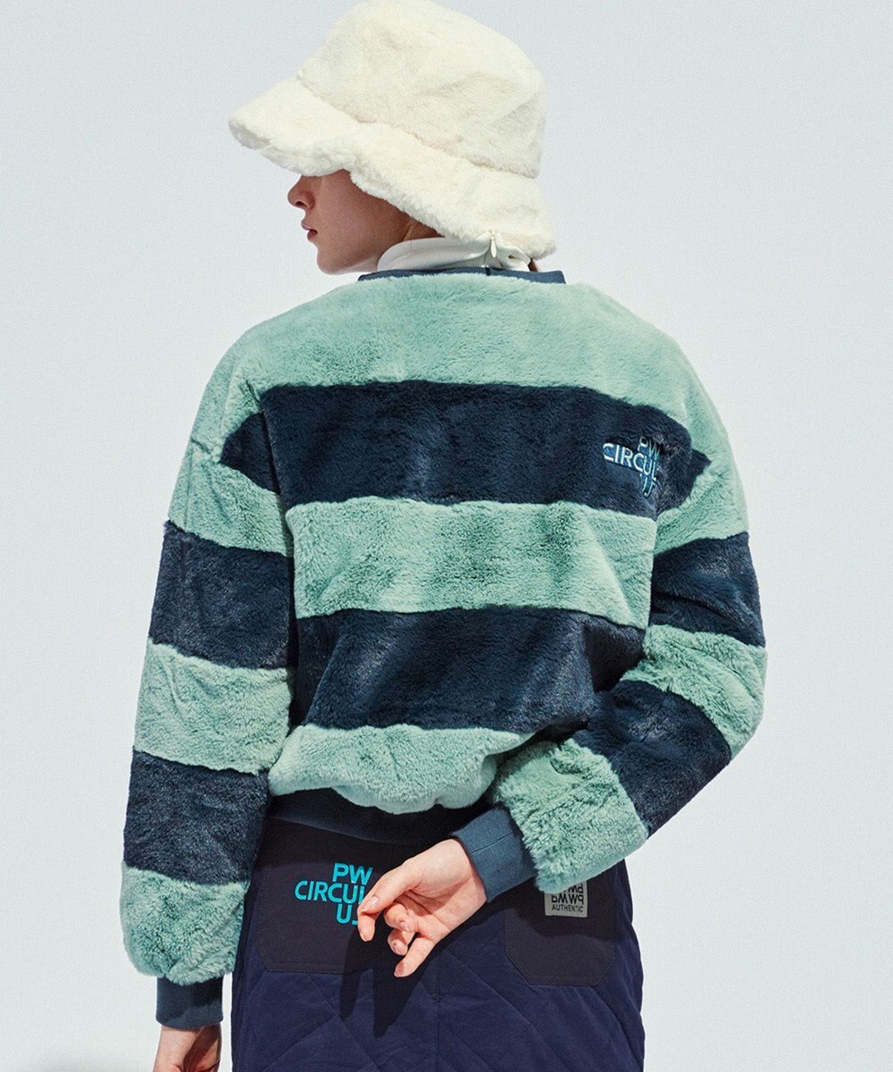 PW CIRCULUS 【ふわもこあったか/防寒/裏地付】【WOMEN】ボーダーフェイクファープルオーバー 