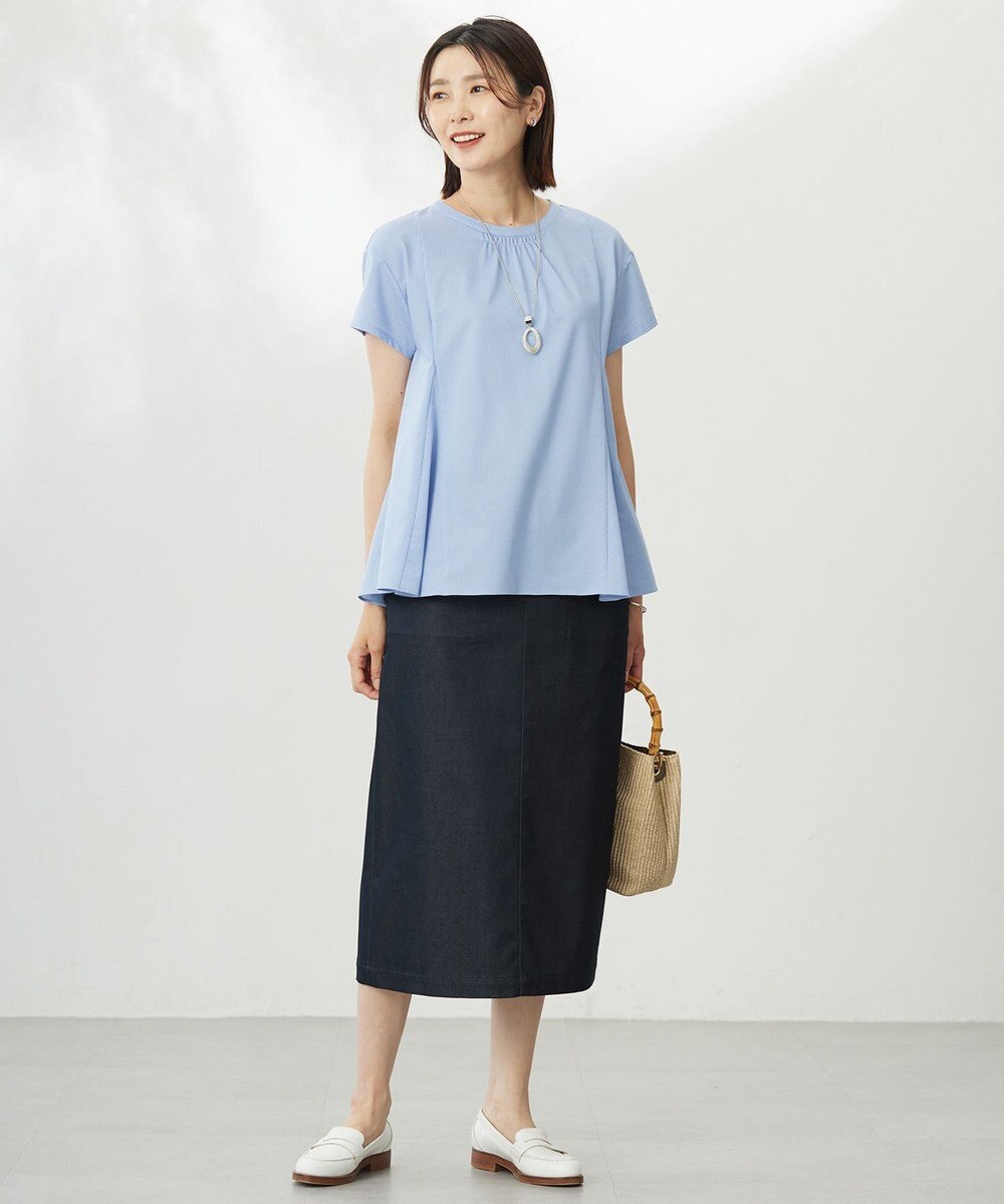 J.PRESS LADIES L 【洗える】シャンブレーサテン ナロー スカート 