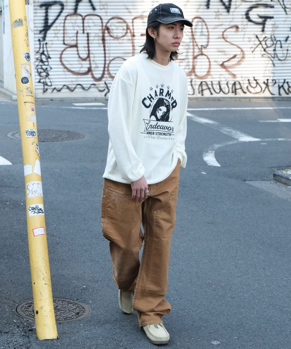 WEGO ワッフルグラフィックT（LS） 