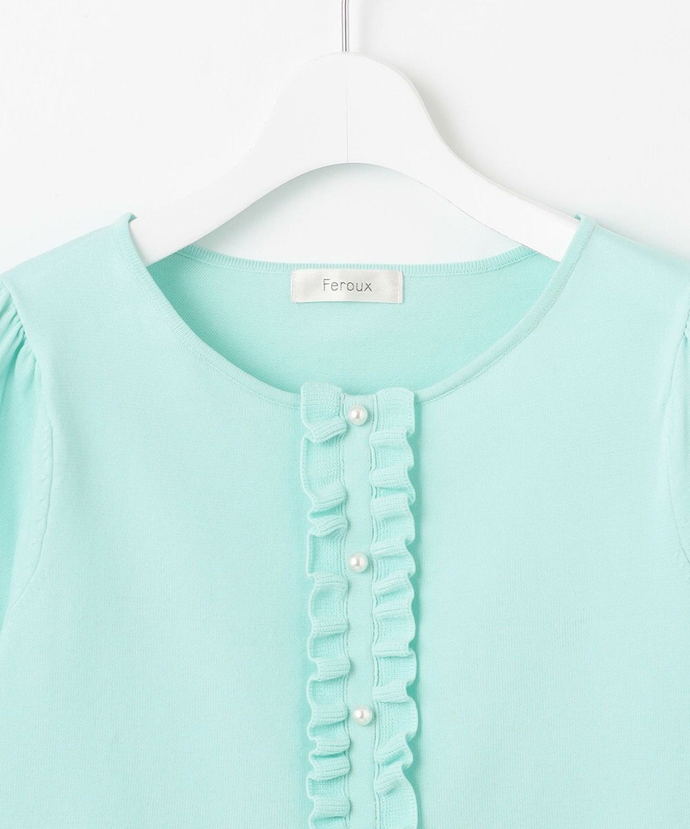 Feroux 【洗える】フリルデザインペプラムニットトップス 