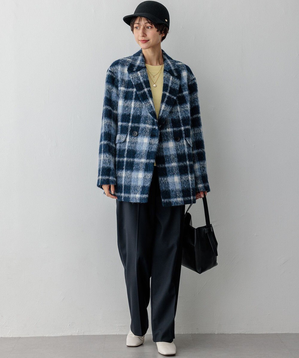 23区 L 【一部店舗限定】アルパカシャギーチェック コート 