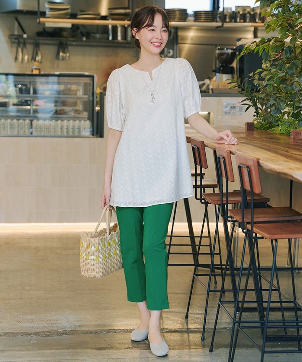 Tiaclasse 【2TYPE/総レース・袖レース】パンチングレースパフスリーブチュニックブラウス 