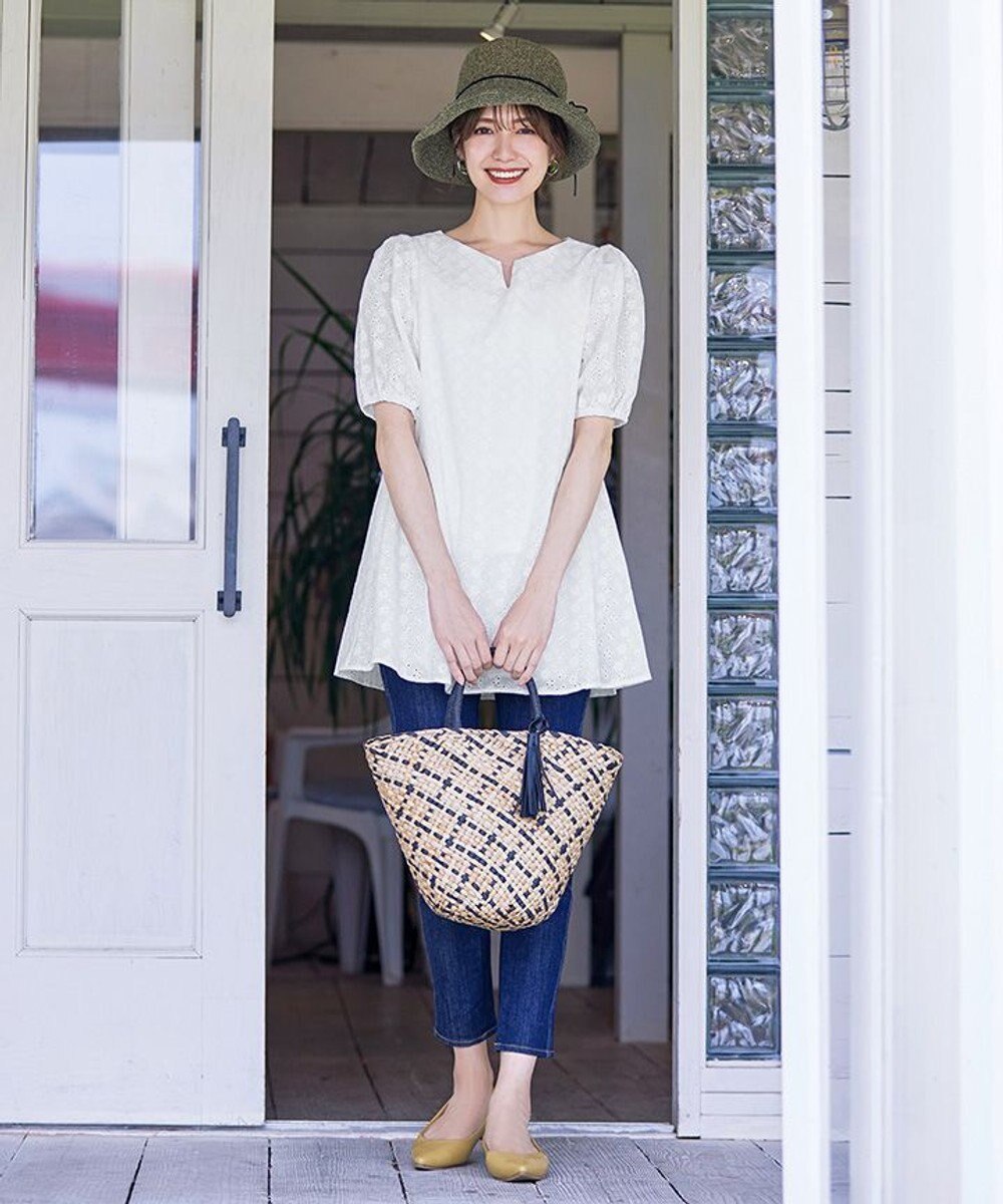 Tiaclasse 【2TYPE/総レース・袖レース】パンチングレースパフスリーブチュニックブラウス 