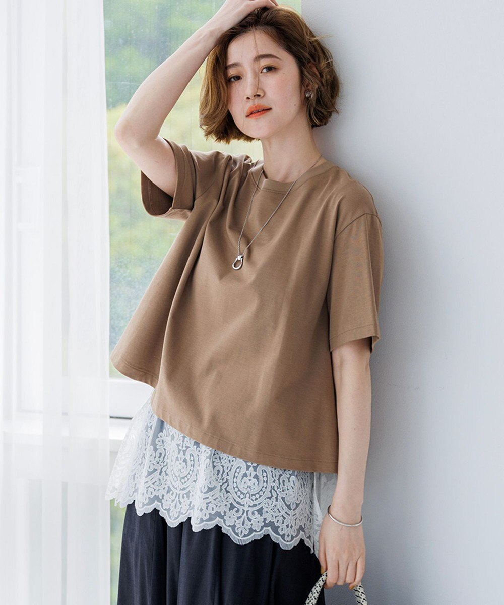 23区 S スビンギザコットン フレア Tシャツ 