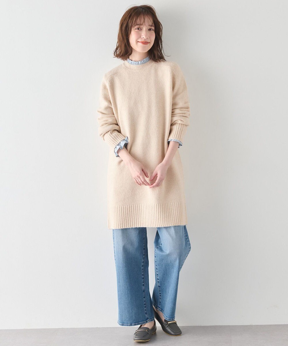 ANY フリルネックブラウス 