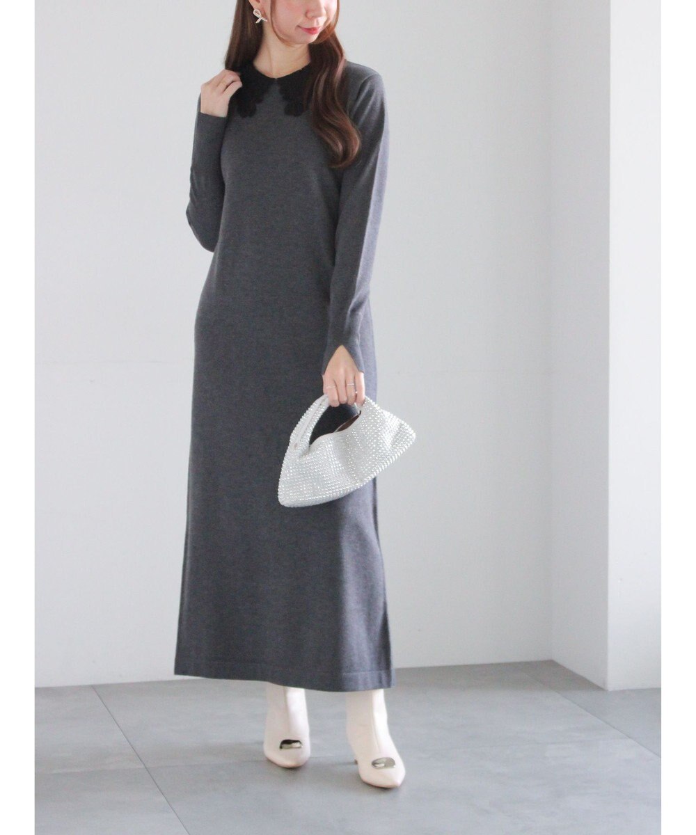 Te chichi レース衿ニットワンピース 