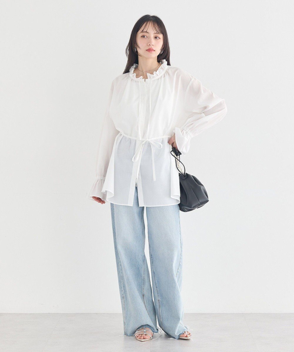 earth music&ecology 【イージーケア】TRキュプラダブルボタンフリルシャツ 