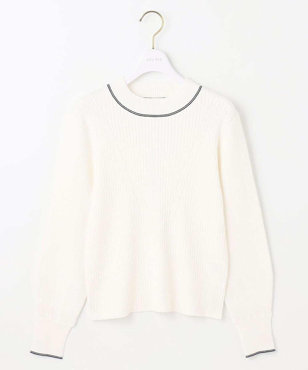 ANY SIS L 【アンサンブル対応】バイカラーリブ ニット 