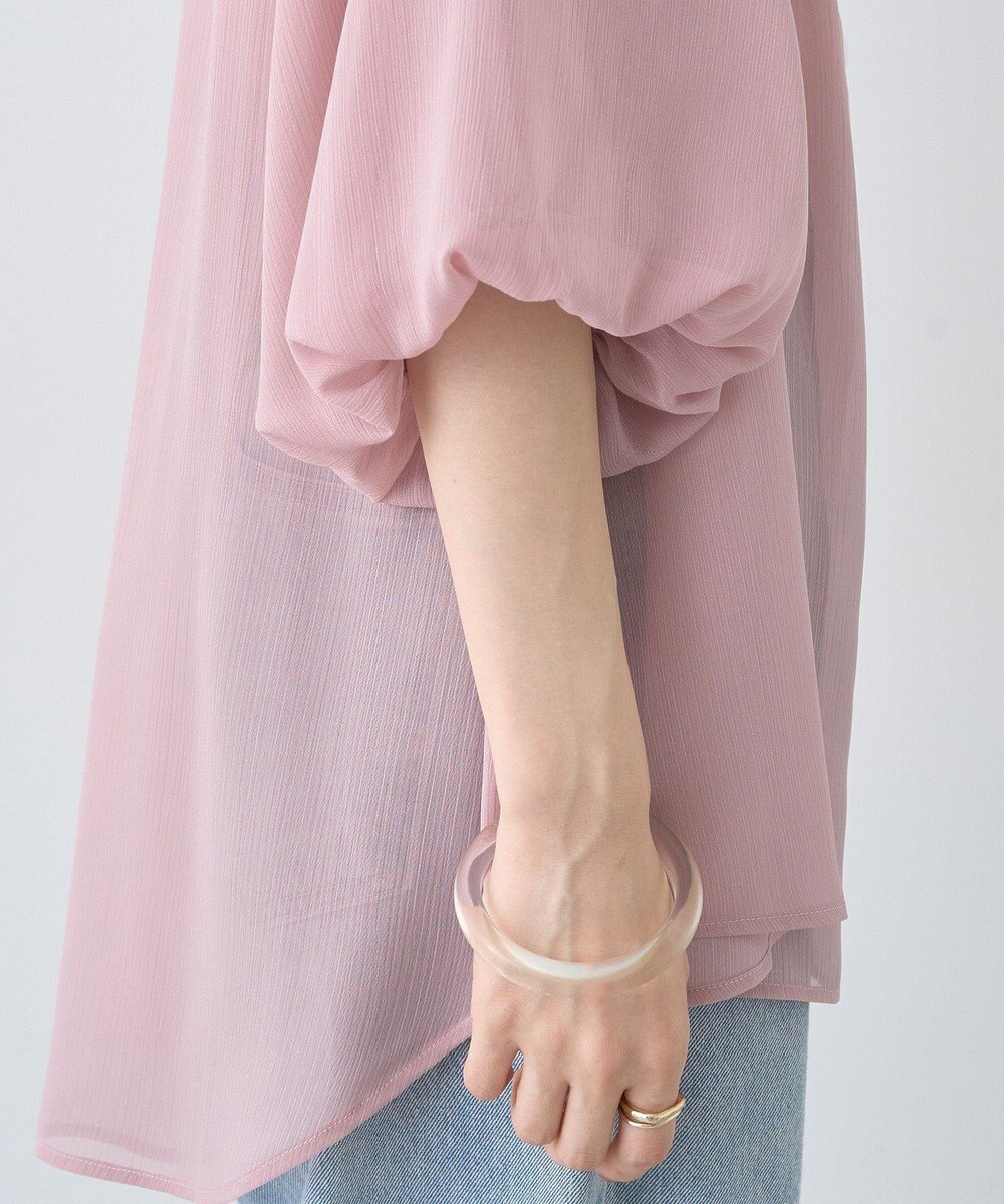 earth music&ecology バルーンスリーブシアーシャツ 