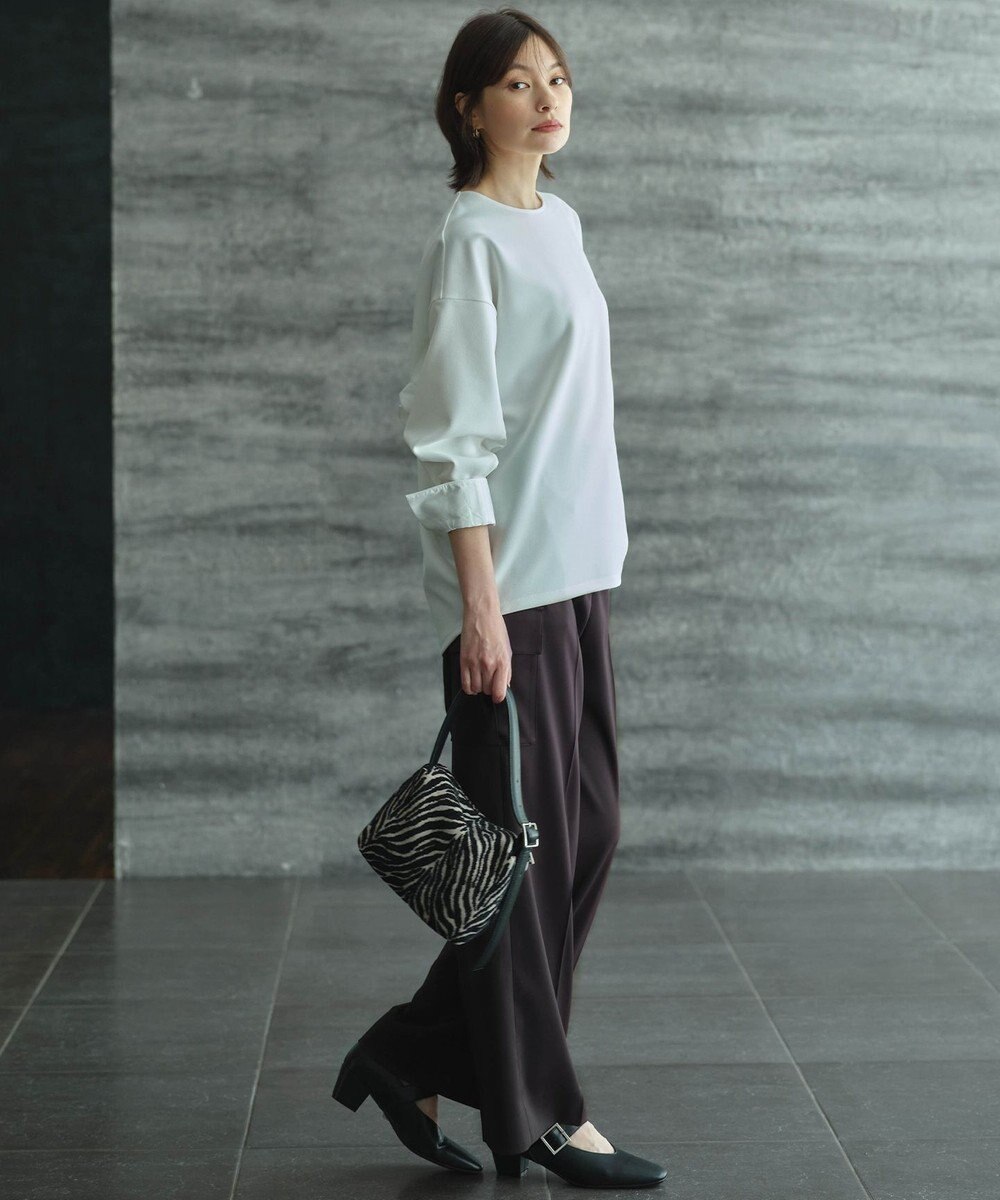 ICB L 【洗える】ジョーゼットジャージー 異素材コンビプルオーバー 