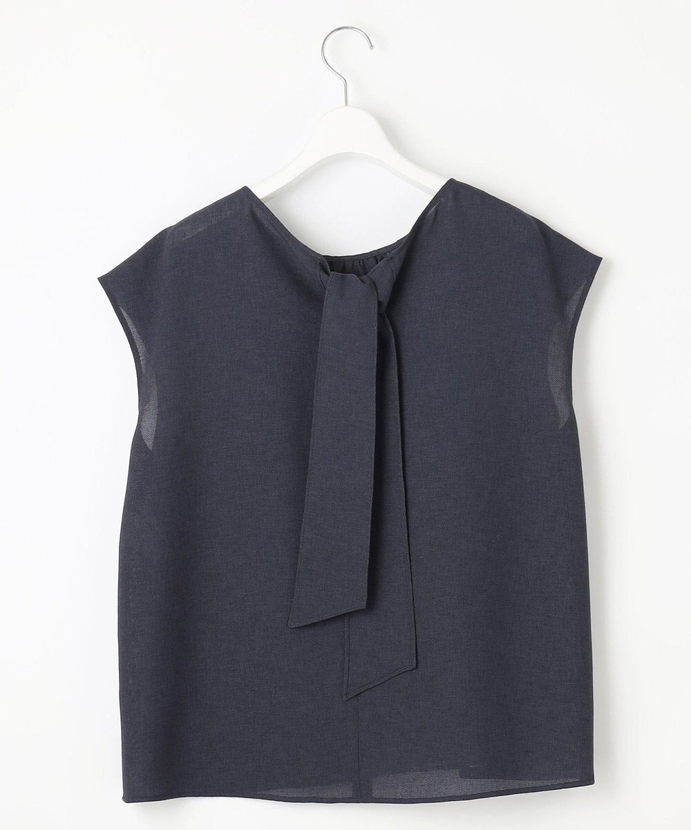 自由区 S 【洗える】ラスティックメッシュバックボウタイ ブラウス 