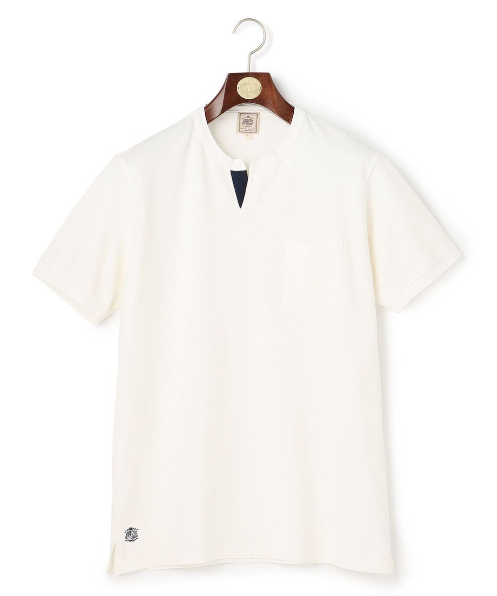 J.PRESS MEN コットンカノコ キーネックポケット Tシャツ 