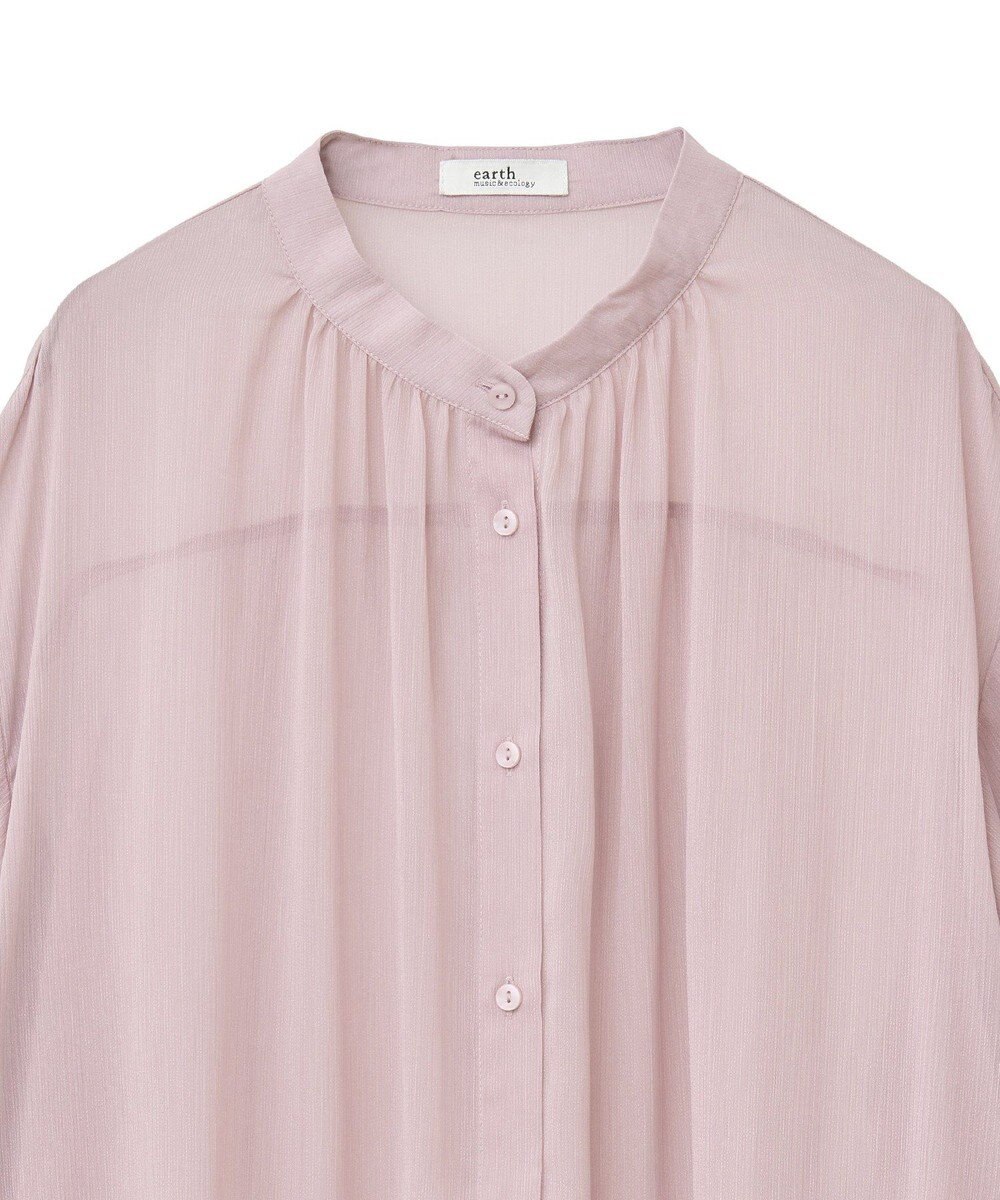 earth music&ecology バルーンスリーブシアーシャツ 