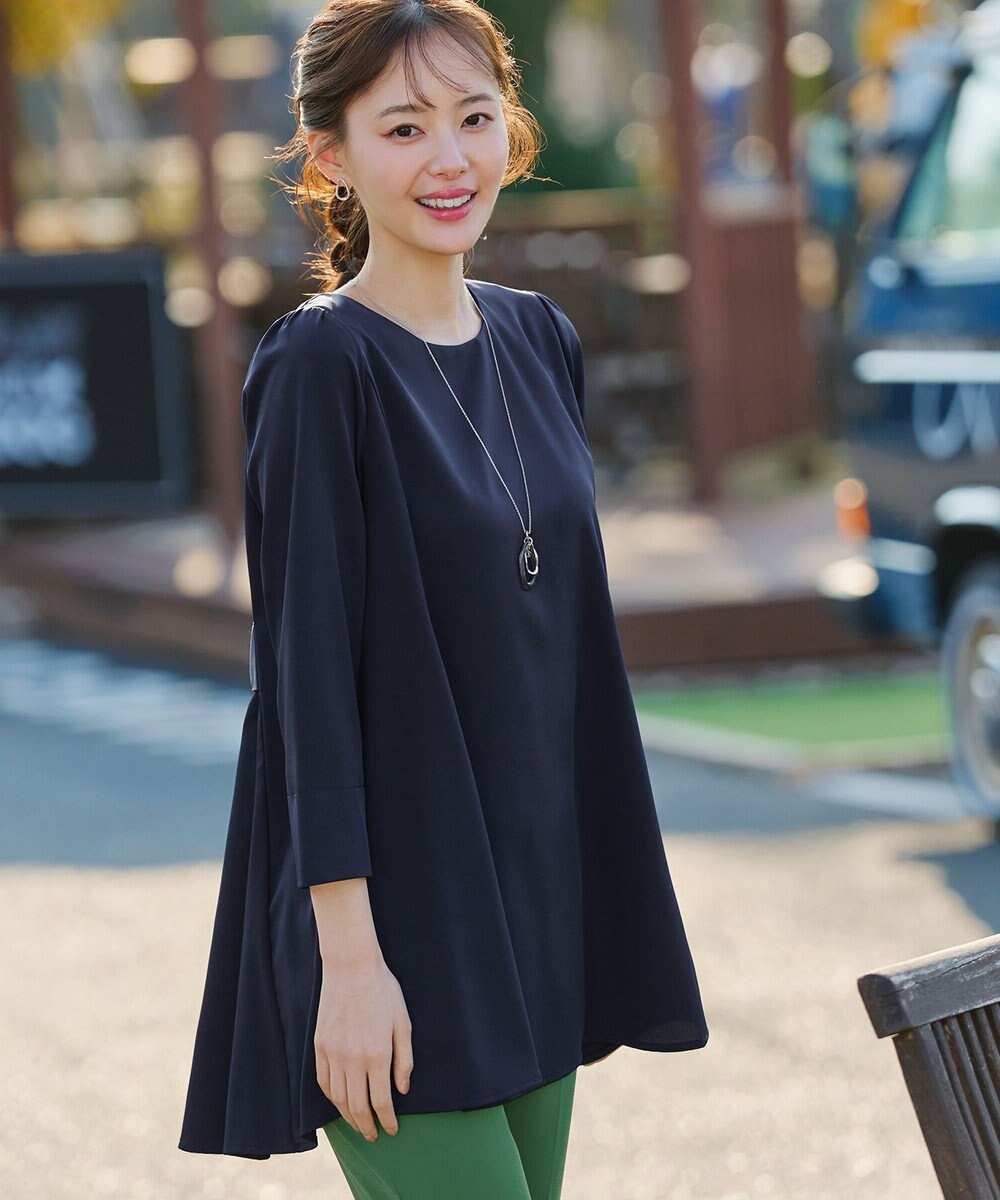 Tiaclasse L 【小倉優子さん着用・選べる袖TYPE・洗える】バックフレアチュニック 