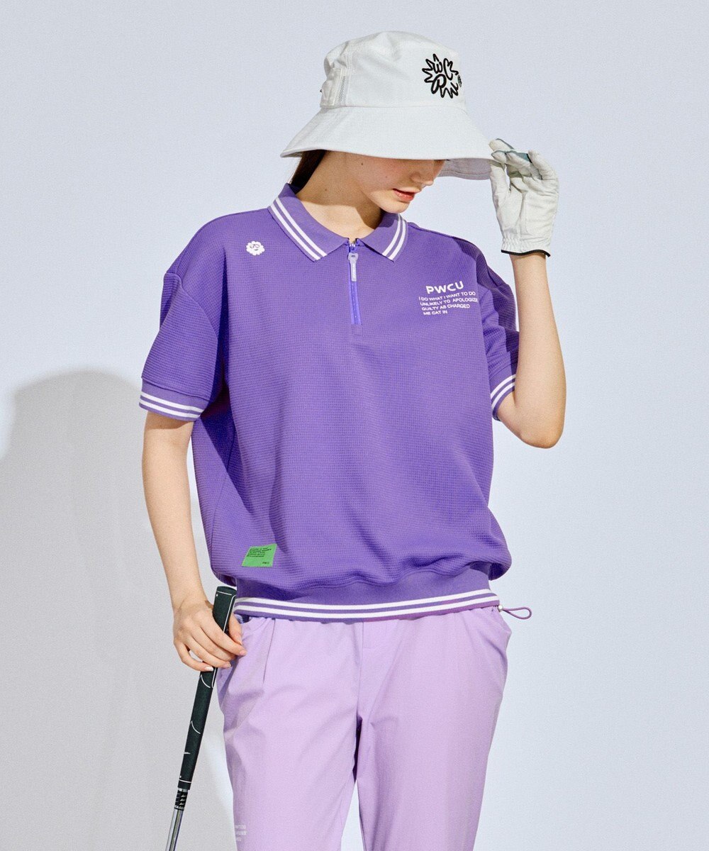 PW CIRCULUS 【WOMEN】ワッフルハーフジップポロ ゴルフウェア レディース 