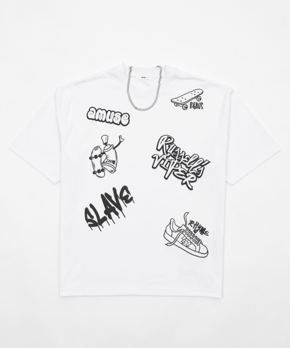 WEGO アクセ付きラフガキグラフィックT（SS） 