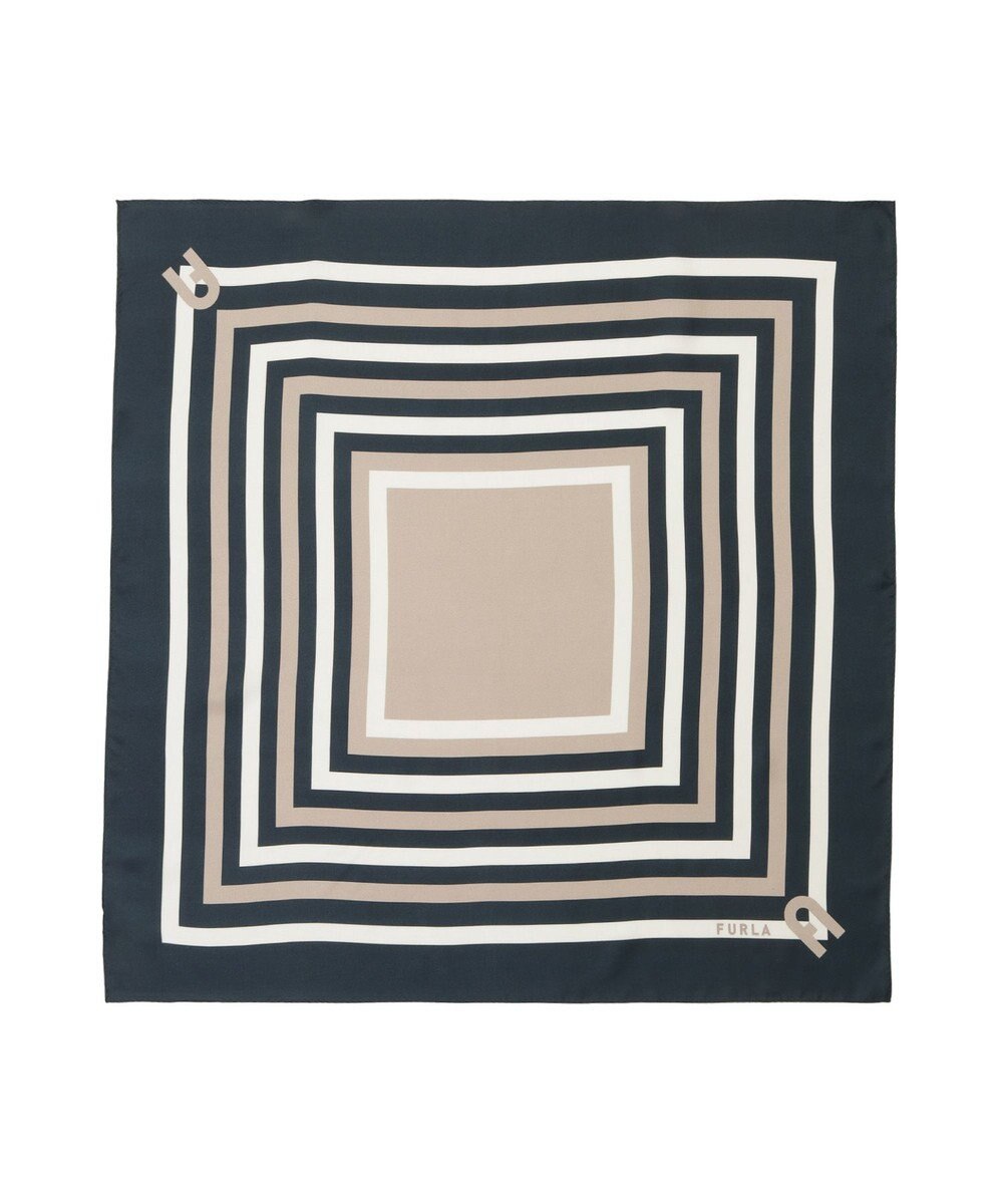 MOONBAT 【美人百花4月号掲載/シルク100%】フルラ (FURLA) スクエア柄 シルクプリントスカーフ 65cm×65cm 