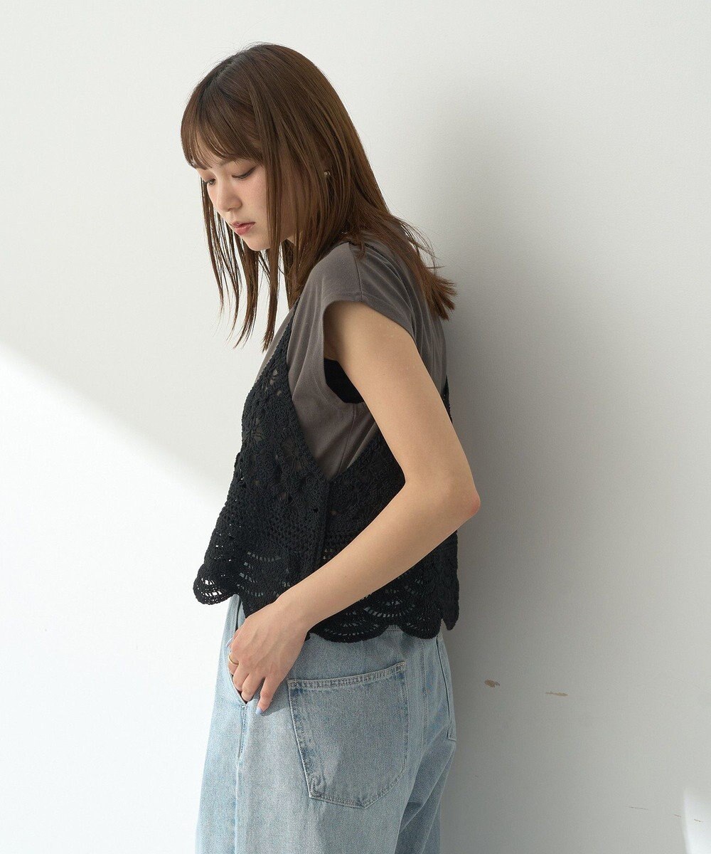 earth music&ecology ＳＥＴ２点　クロシェキャミ＋ノースリーブプルオーバー 