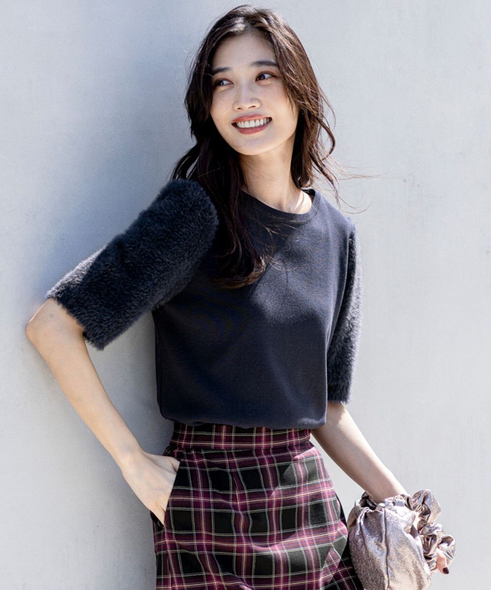 ANY SIS L 【洗える】シャギースリーブ ニット 