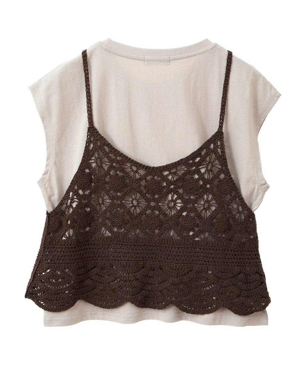 earth music&ecology ＳＥＴ２点　クロシェキャミ＋ノースリーブプルオーバー 