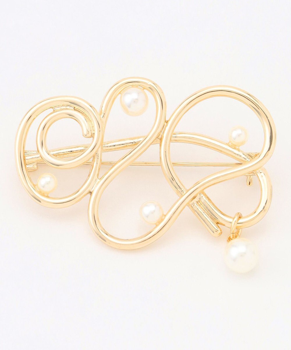 組曲 メタルラインパールポイントブローチ 