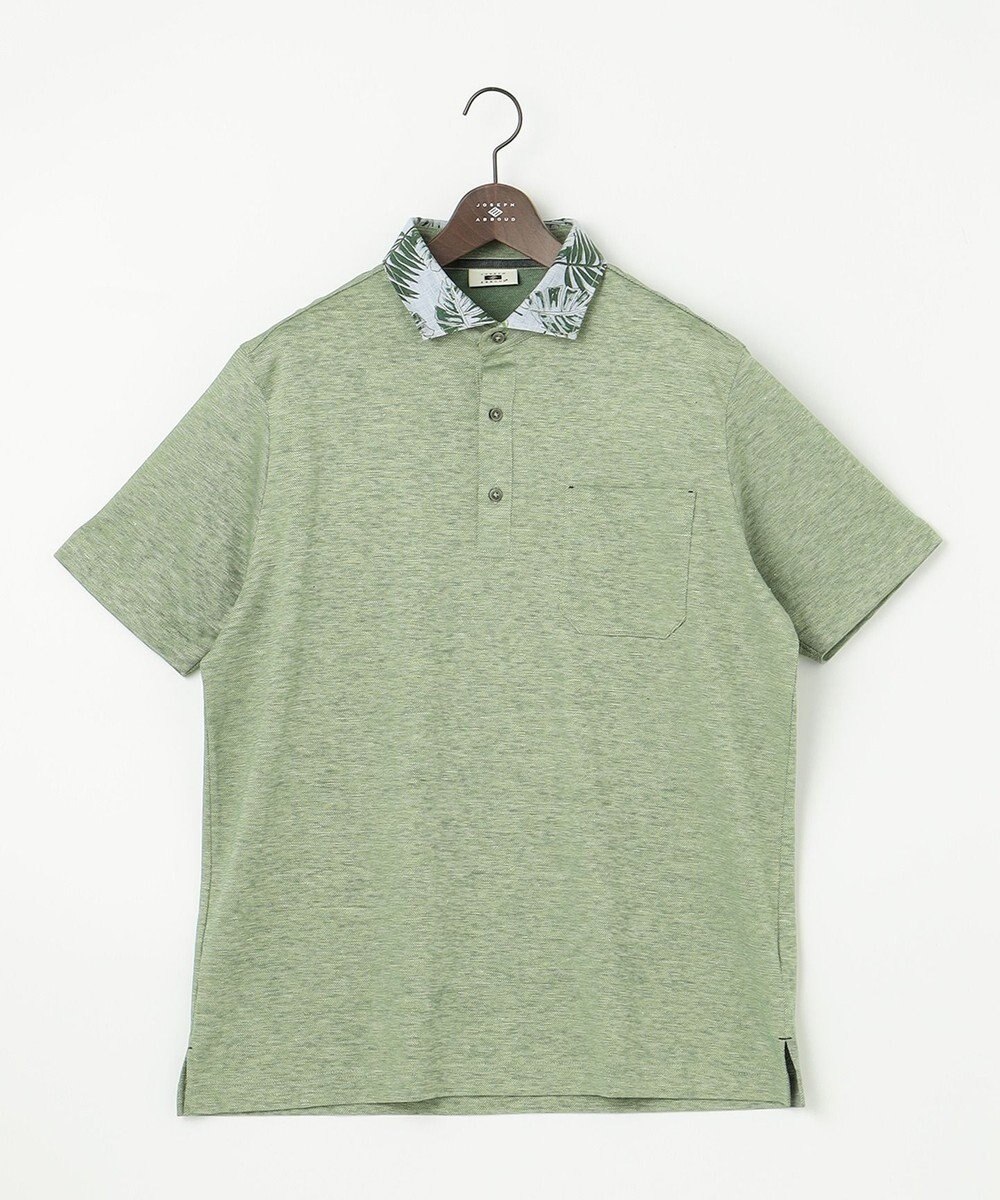 JOSEPH ABBOUD 【キングサイズ・吸水速乾】リネンハニカム ポロシャツ(リーフ柄） 