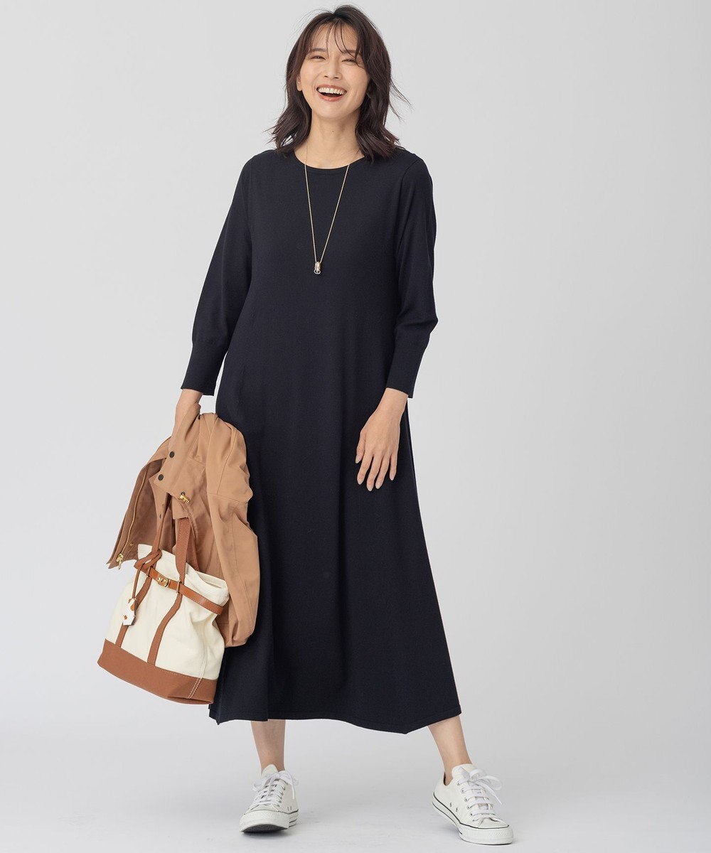 23区 ヴィスコースストレッチ ニット フレア ワンピース 