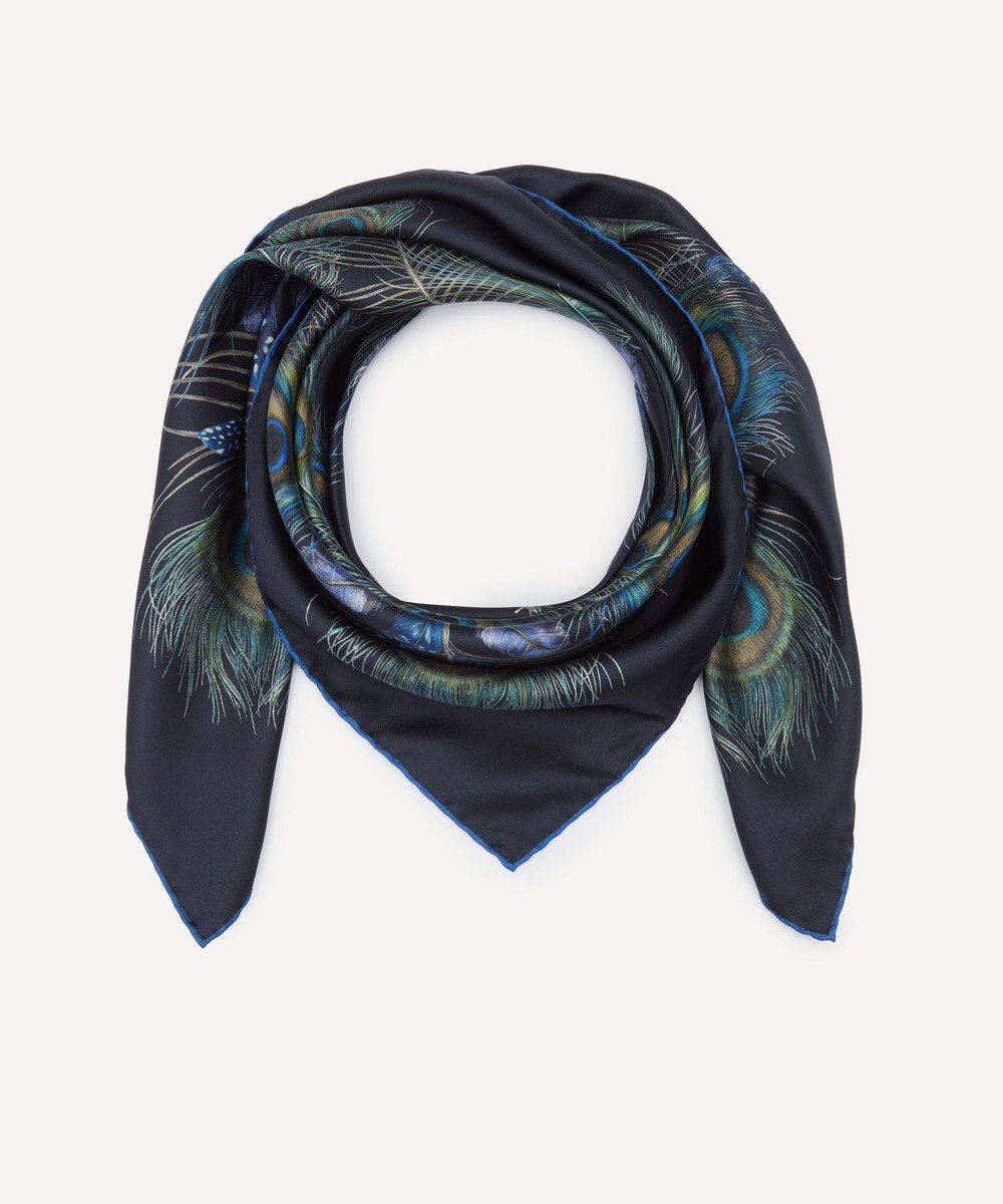 LIBERTY. ピーコック マナー プリューム シルクスカーフ 90 