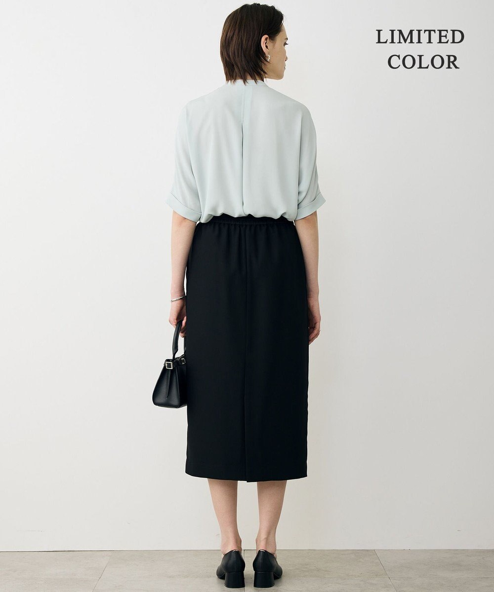 ICB L 【先行予約・WEB限定カラーあり】BackSatinAmunzen 5分袖バンドカラーブラウス 