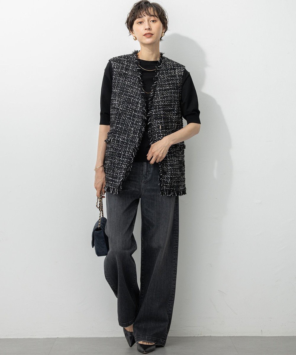 23区 S 【洗える/吊り干しOK】ヴィスコースストレッチ パフスリーブ ニット 