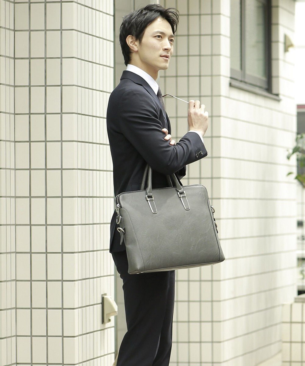 UNBILLION Otias アンティーク仕上げ合皮ブリーフバッグ 