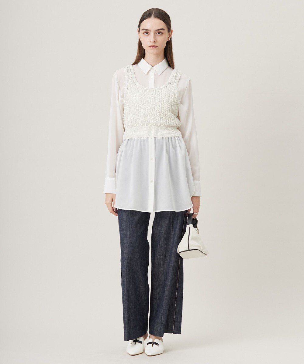 ICB L 【洗える】 PlaXシアーオーガンジー シャツ 