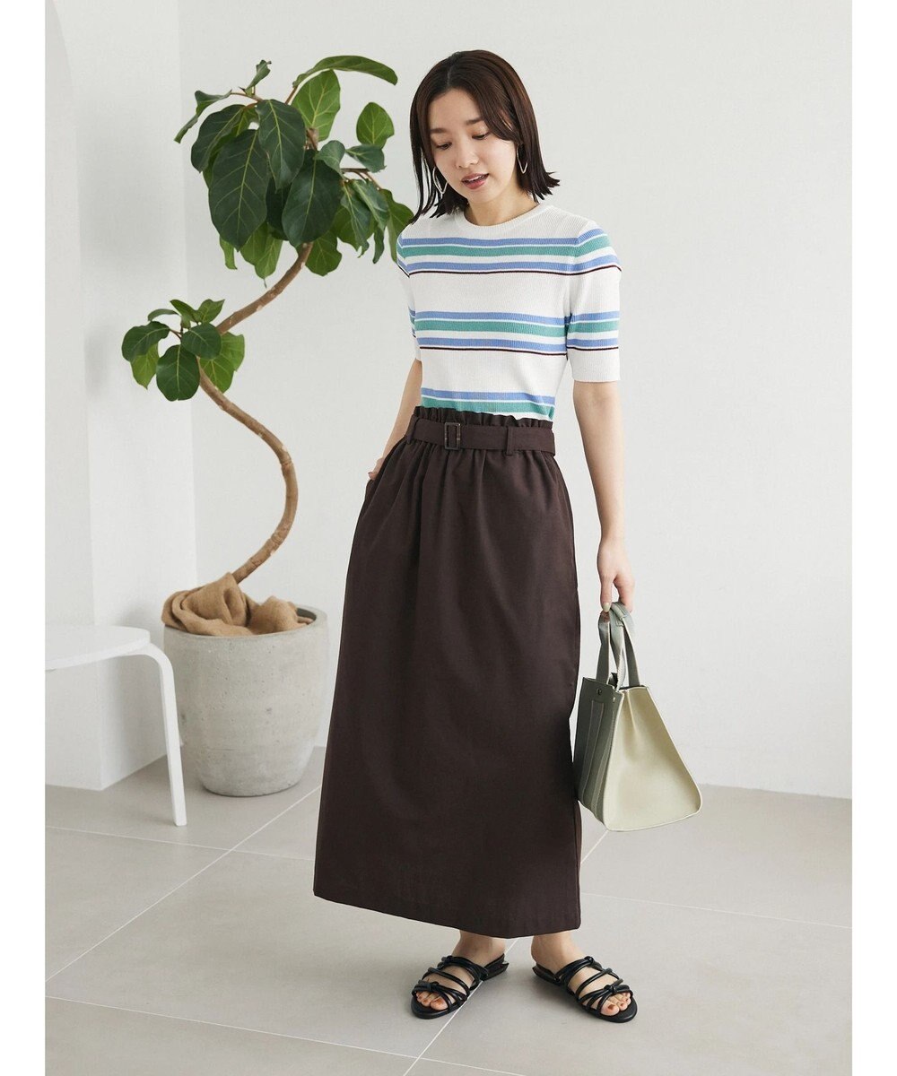 Green Parks 綿麻混バックルベルト付タイトスカート 