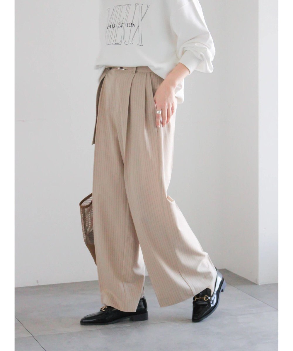 Te chichi ピンストライプタックワイドパンツ 