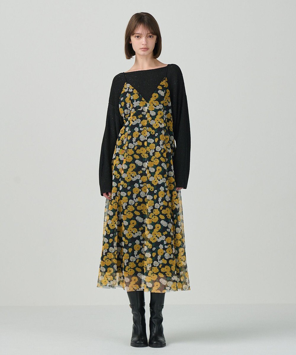 GRACE CONTINENTAL フラワーチュールプリントキャミワンピース 