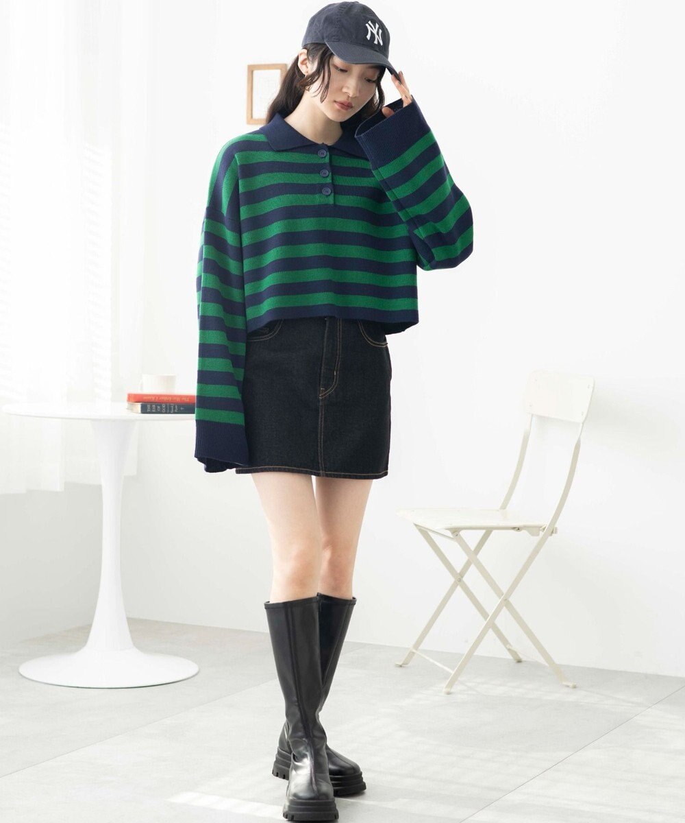 WEGO ボーダーニットポロ 