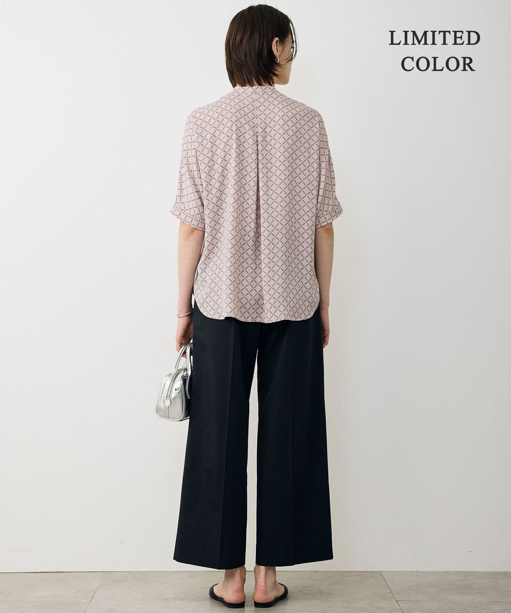 ICB L 【先行予約・WEB限定カラーあり】BackSatinAmunzen 5分袖バンドカラーブラウス 