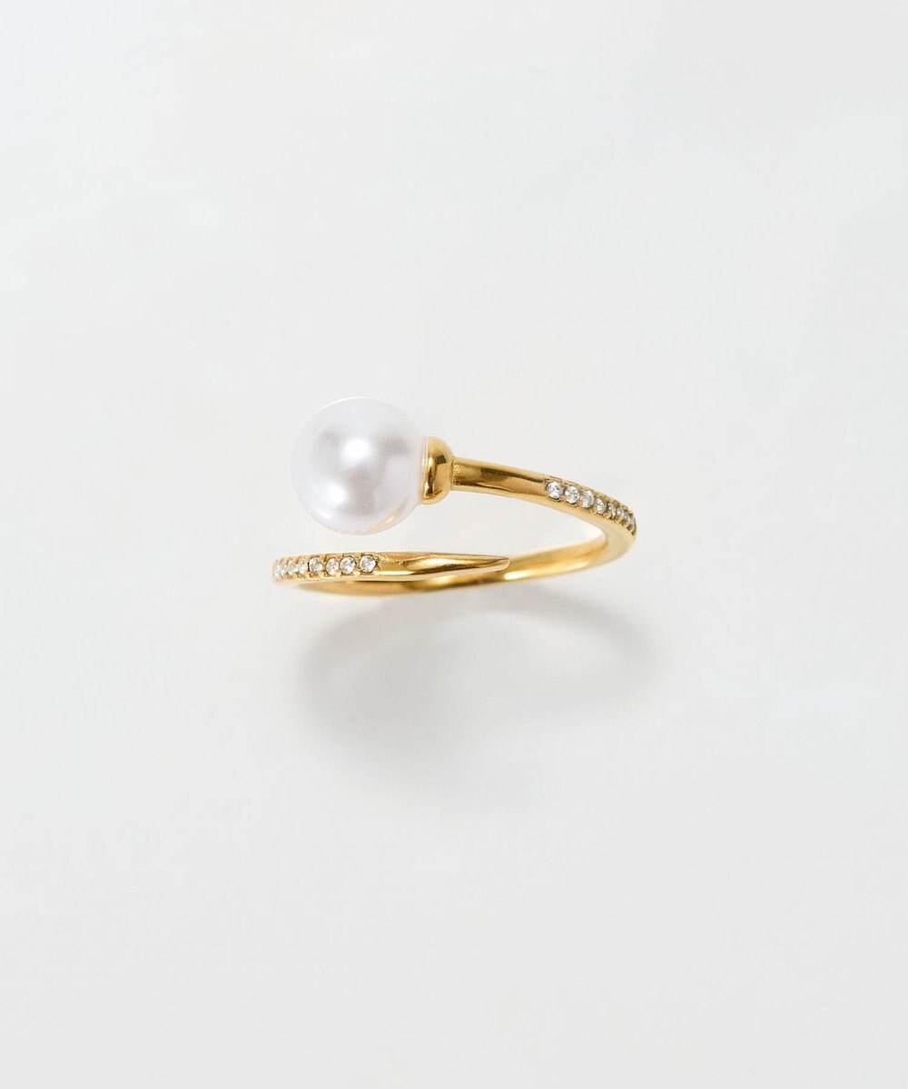 Phoebe 【金属アレルギー対応】ドローラップパールビジューリング　ゴールド 