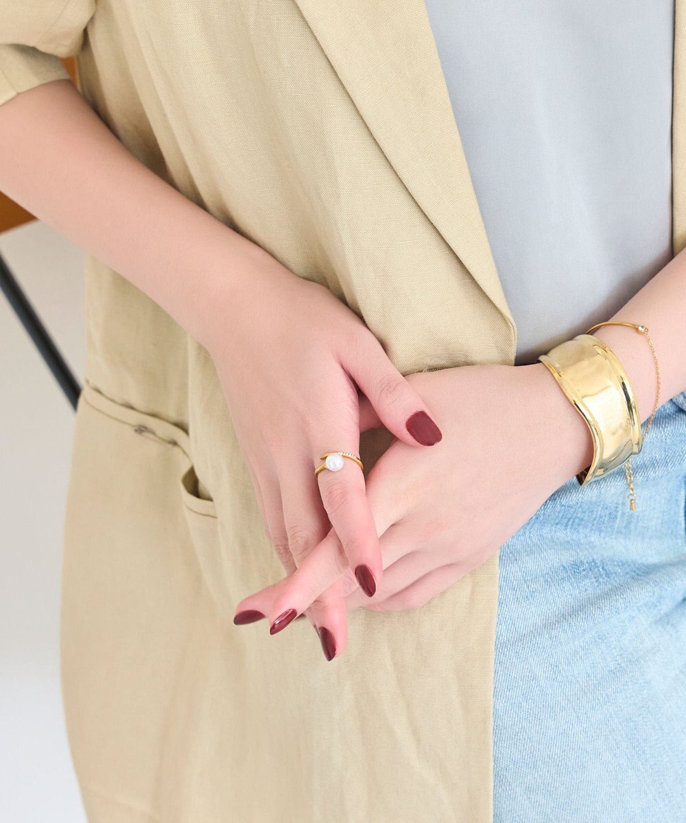 Phoebe 【金属アレルギー対応】ドローラップパールビジューリング　ゴールド 