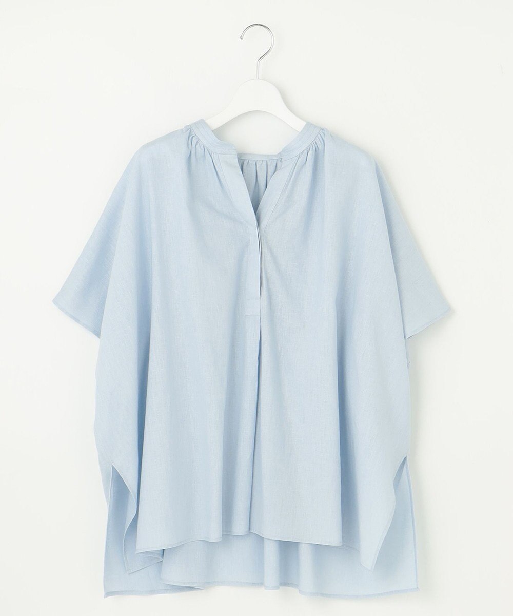 UNFILO 【洗える】リネンレーヨン　スキッパーシャツ 