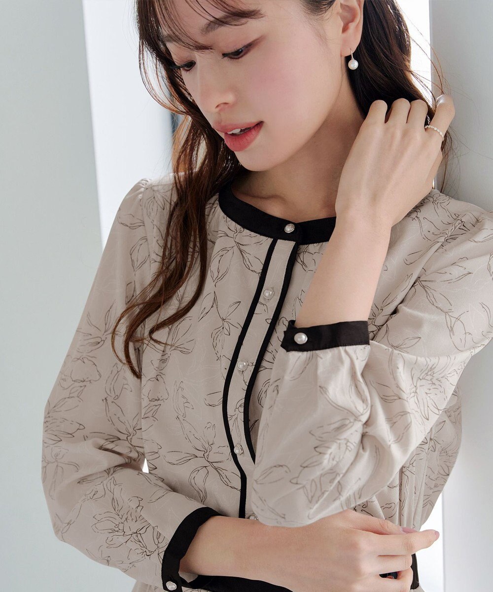 Tiaclasse L 【安田美沙子さん着用・新色/XSサイズ追加・洗える】フラワープリント配色ワンピース 