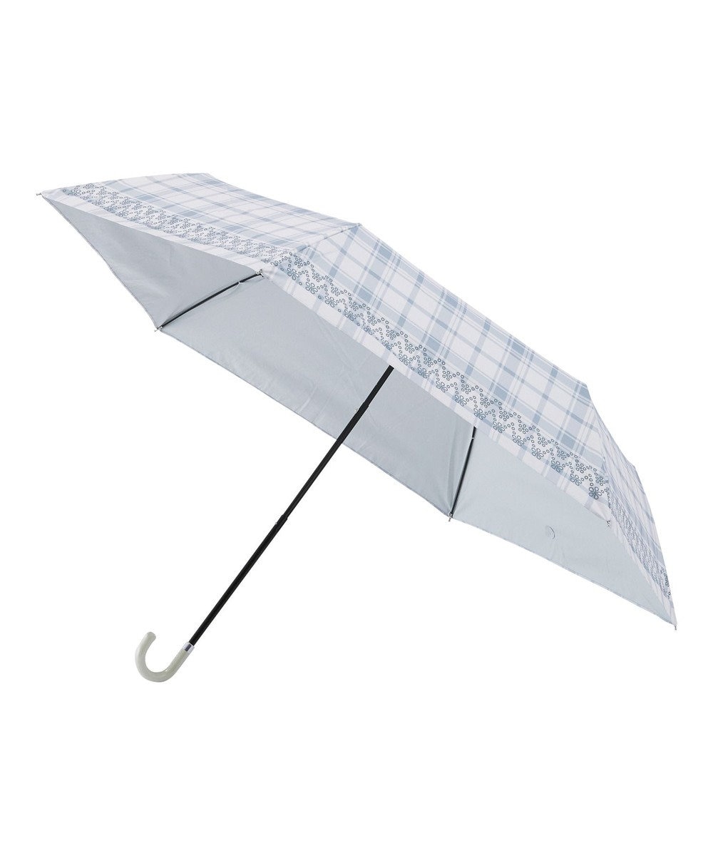 MOONBAT estaa 晴雨兼用 折りたたみ傘 チェック 日傘 遮光 遮熱 UV ライトグレー
