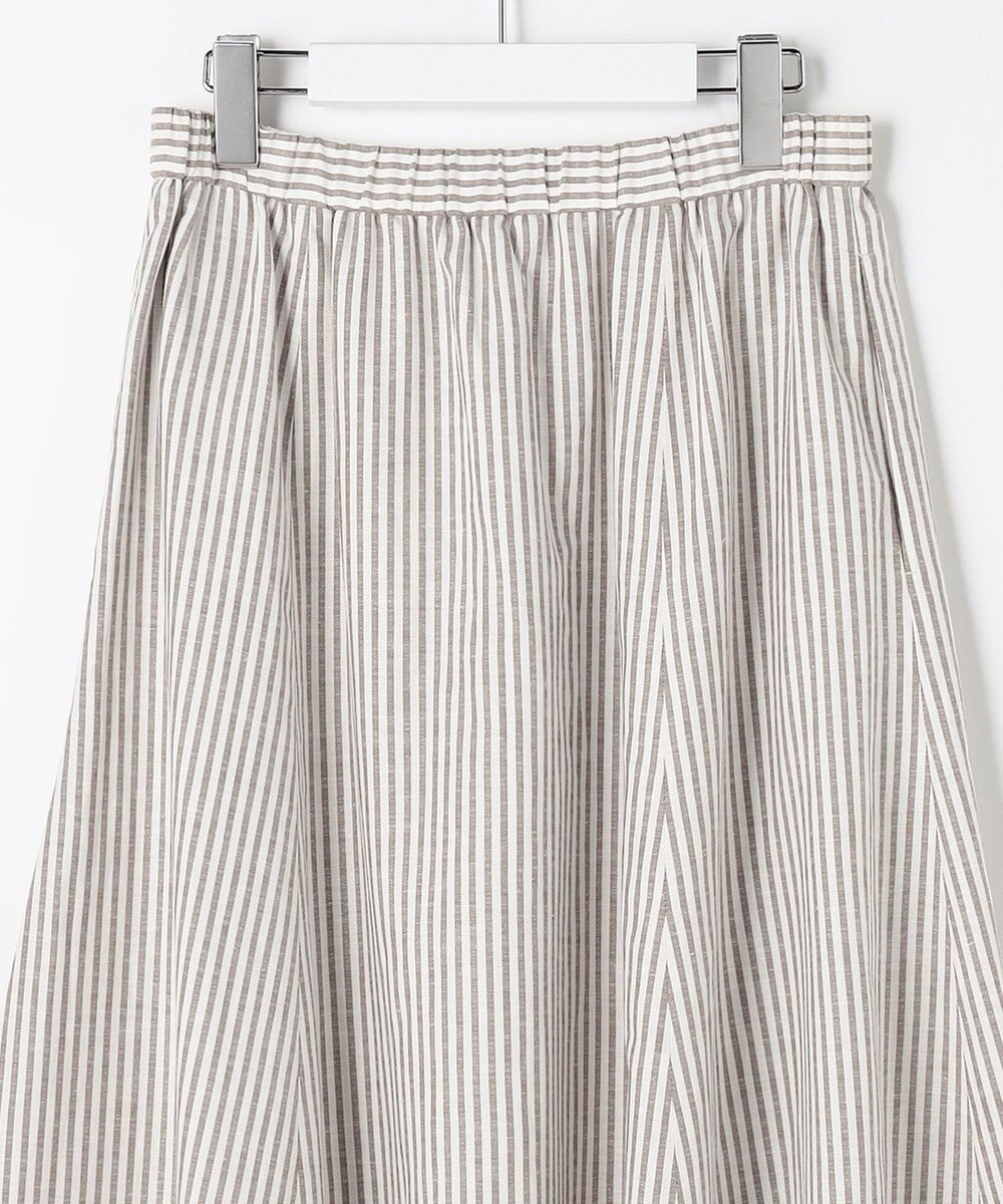 J.PRESS LADIES L リネンMIX ストライプ フレア スカート 